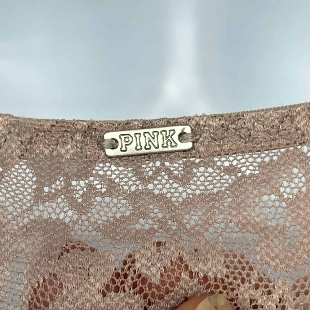 PINK VS Bralette Padded Mauve Lace High Neck Sz S - Picture 7 of 7